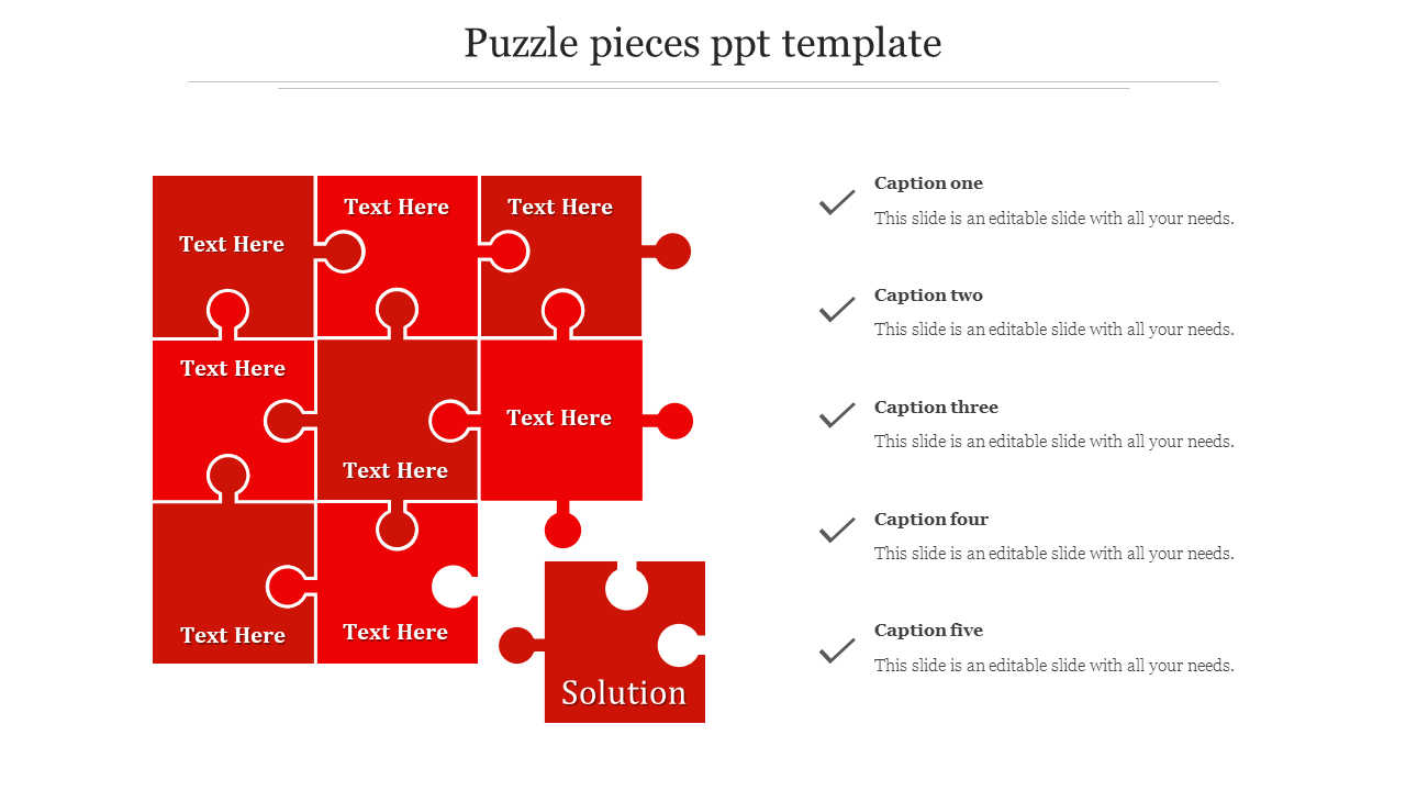 puzzle pieces ppt template-red